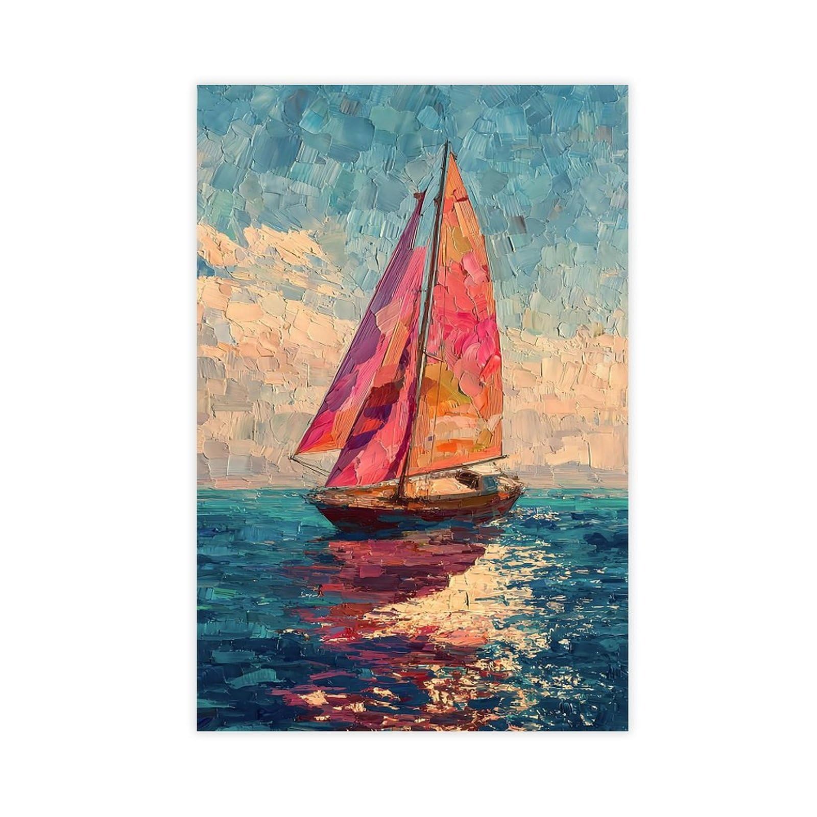Coastal Nautical Wall Art Ocean Canvas Poster for Bedroom Decor Gift