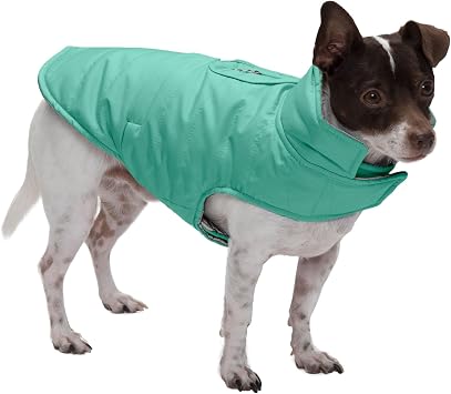 Furhaven Water-Repellent & Reversible XS Dog Coat, Washable & Reflective w/ Leash Access, Pocket, Carry-On Purse - Puffer Dog Jacket - Mint, Extra Small