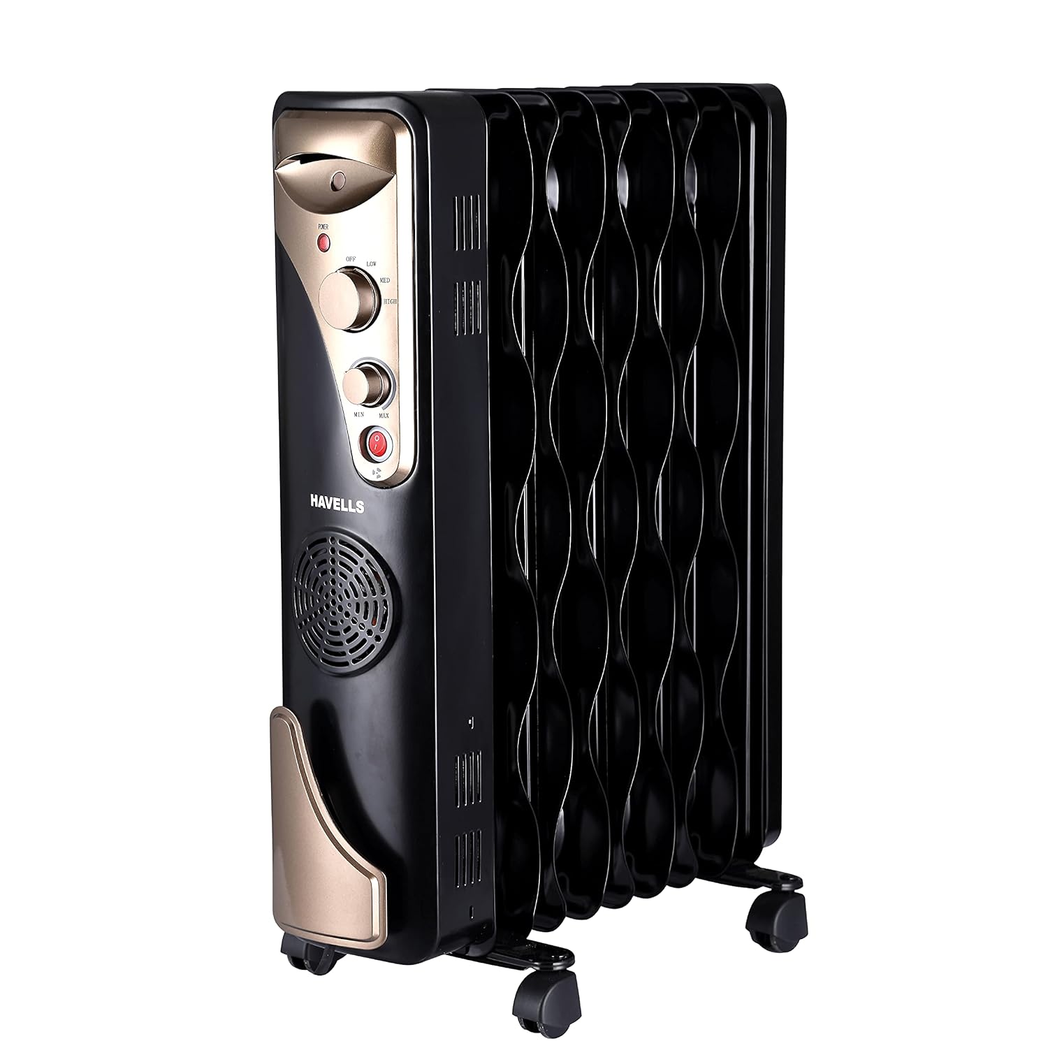 Havells OFR 9 Wave Fin (Oil Filled Radiator)| Room Heater| 2900 W| 3 Thermostatic Heat Power Settings & PTC Fan Control| Long-Lasting Heat| Comfortable Breathing| Uniform 360° Heating (Black) Havells OFR 9 Wave Fin (Oil Filled Radiator)| Room Heater| 2900 W| 3 Thermostatic Heat Power Settings & PTC Fan Control| Long-Lasting Heat| Comfortable Breathing| Uniform 360° Heating (Black)