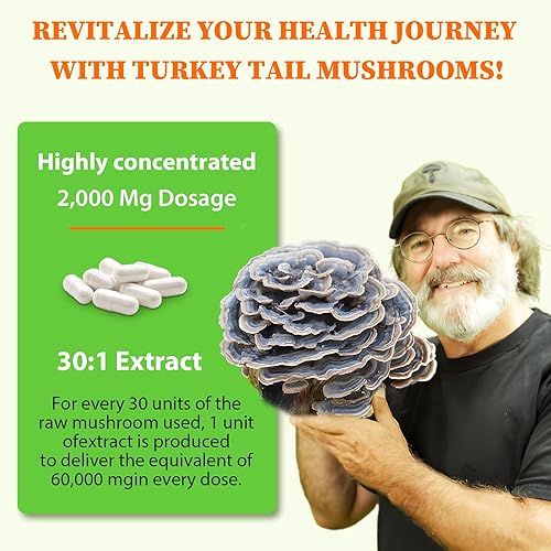 Miniatura 7 de Cápsulas liposomales de hongo cola de pavo, extracto orgánico de hongo de cola de pavo de alta absorción, 2000 mg Cuerpo fructífero 30:1