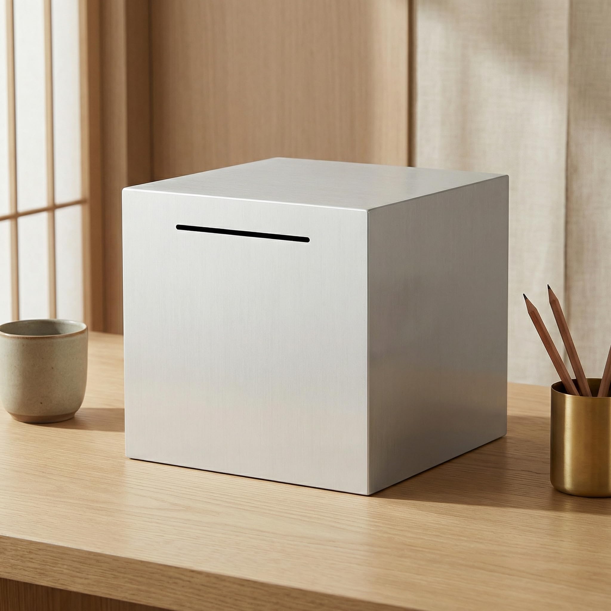 Amazon.co.jp: 開かない貯金箱 ステンレス シルバー 大容量 50万円貯金