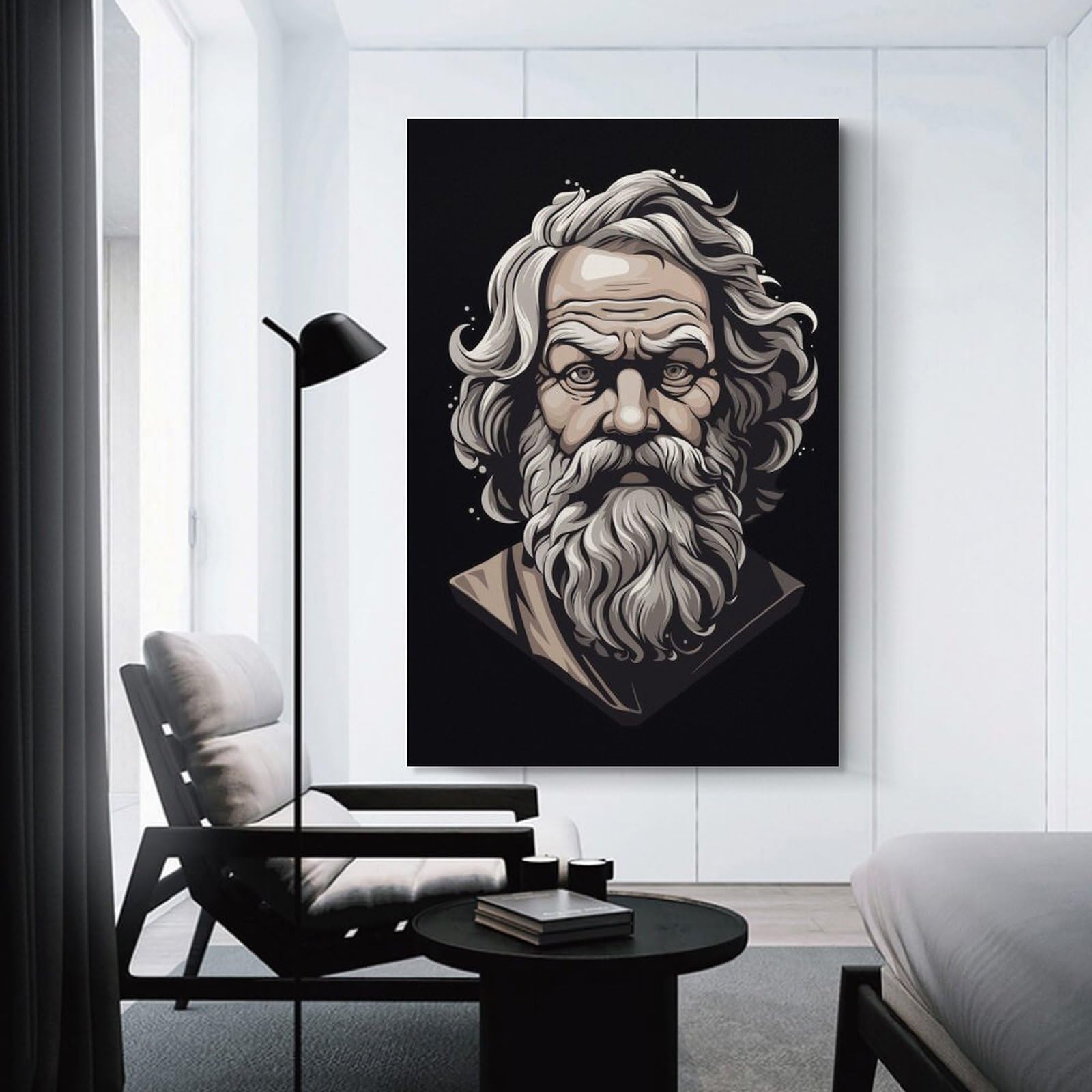 Junmoney Home Decor Wall Art Vintage Greek God Statue Bust, 12x18inch(30x45cm), for New Homes, Bedrooms Or Workspaces, Home Decor Gift with Stylish Appeal