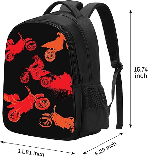 Miniatura 2 de SARA NELL Mochila escolar de motocross roja fresca para niñas, niños, duradera, ligera, de alta calidad, con 2 compartimentos principales, 15.7