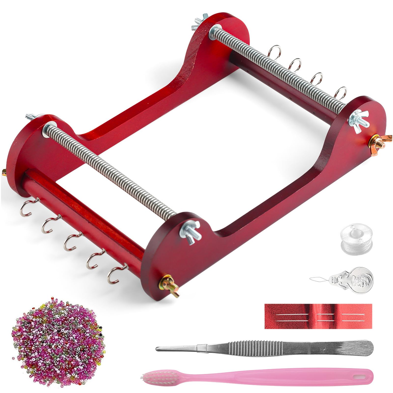 YPBEW Wood Bead Weaving Tool Vintage Inspired Wood Beads Kit Include Beads Threads Needle for Bracelets Necklaces Wooded Bead Weaving Machine