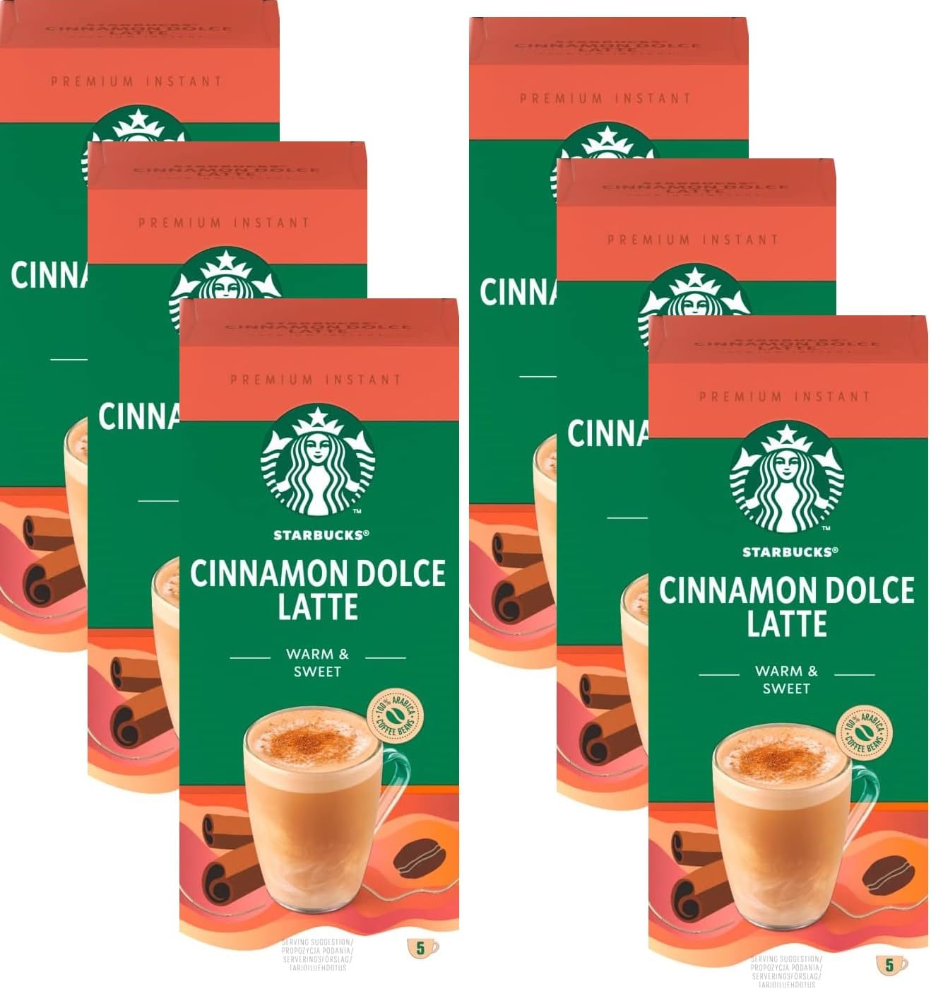 Cinnamon Dolce Latte Premium Instant Coffee, 5 Sachets, (Pack of 6, Total 30 Sachets)