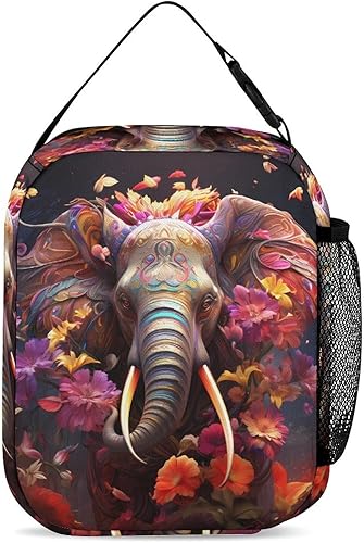 Miniatura 3 de Beautiful Flower Elephant Insulated Lunch Bag for Women Men Reusable Lunch Box Tote Bag for Work Travel
