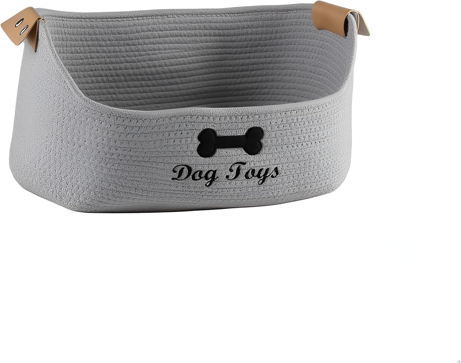 Dog toy basket storage large dog box pet bed great for collecting pet toys, blankets, leashes, clothing in living room playroom closet - Gray