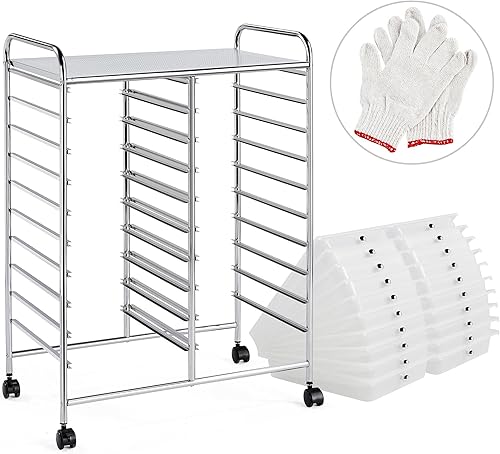 Miniatura 5 de Yaheetech Carrito de almacenamiento rodante de 20 cajones organizador móvil multiusos herramientas de carrito organizador de papel de álbum de