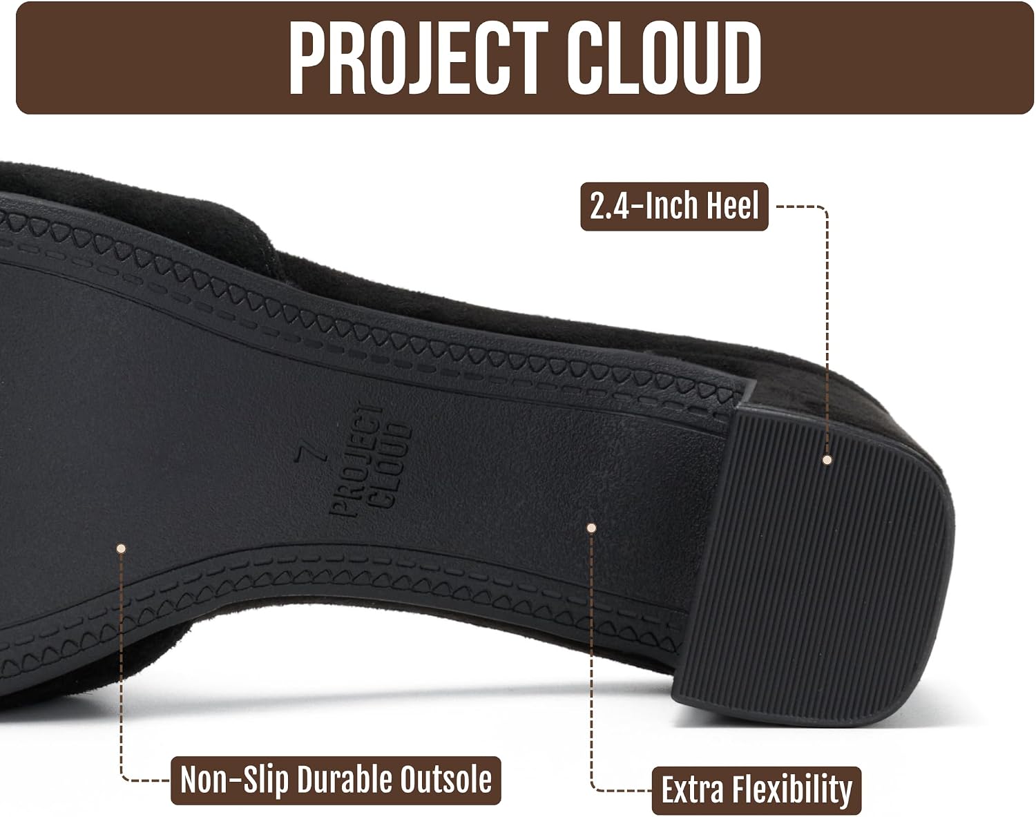 Project Cloud 100% Genuine Leather Sandals Women Footwear - Memory Foam Insole & Non-Slip Women Sandals Dressy - Lightweight Womens Heels Sandals - Slides for Women 2026 (Monaco)