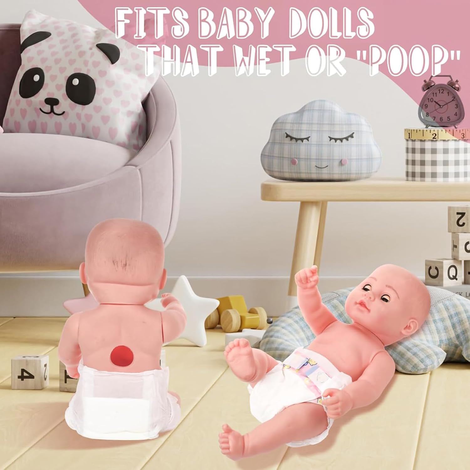 Libima 80 Pack Baby Doll Diapers Paper Reborn Doll Diapers Refill for 18-24 Inch Newborn Dolls Accessories Underwear Underpants, Ages 12 and Above, Dolls are Not Included image 4 of 7 B0C6JTRQZ1