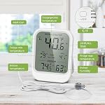 KeeKit Refrigerator Thermometer, Digital Freezer Thermometer with Waterproof Probe & Suction Cup, Temperature Monitor with Alarm, LCD Display, Min/Max Recording, for Fridge, Aquarium, Food Storage