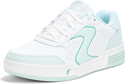 Skechers Women's Viper Court Classic Pickleball Sneaker, White/Blue, 5.5