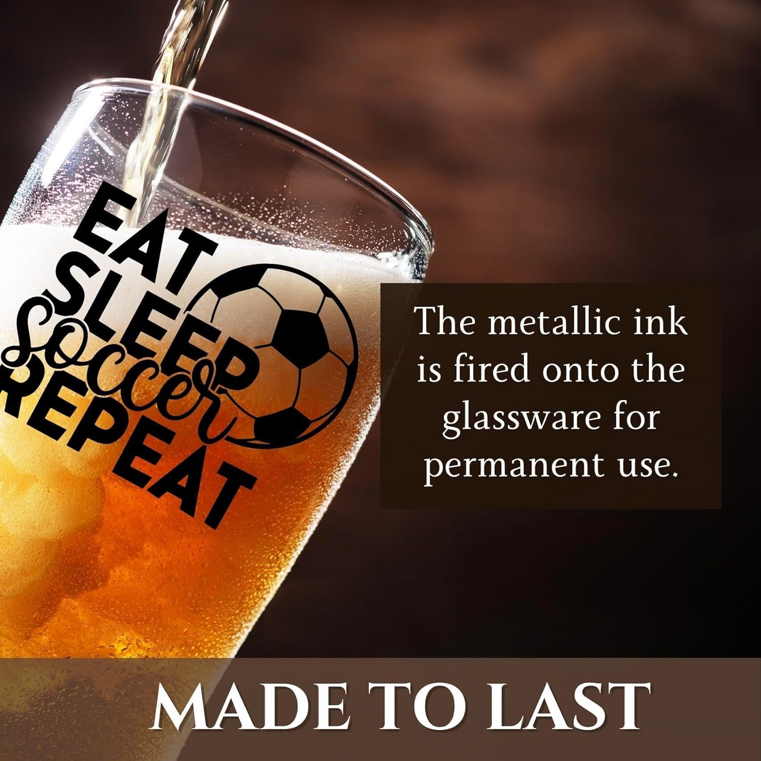 Onebttl Soccer Gifts for Men, Funny 15Oz Beer Glass for Soccer Lover, Coaches on Birthday, Christmas, Repeat - Image 4