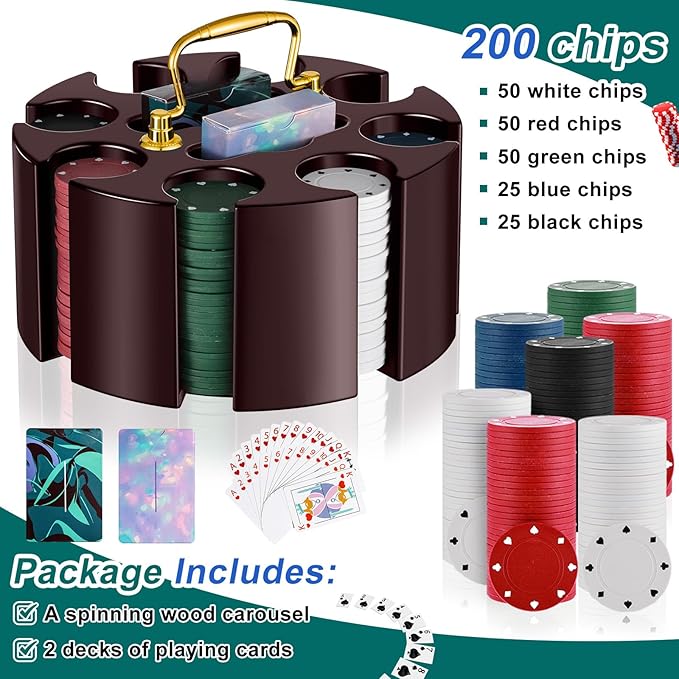Set de Poker Wettarn con 200 Fichas y 2 Barajas miniatura 4