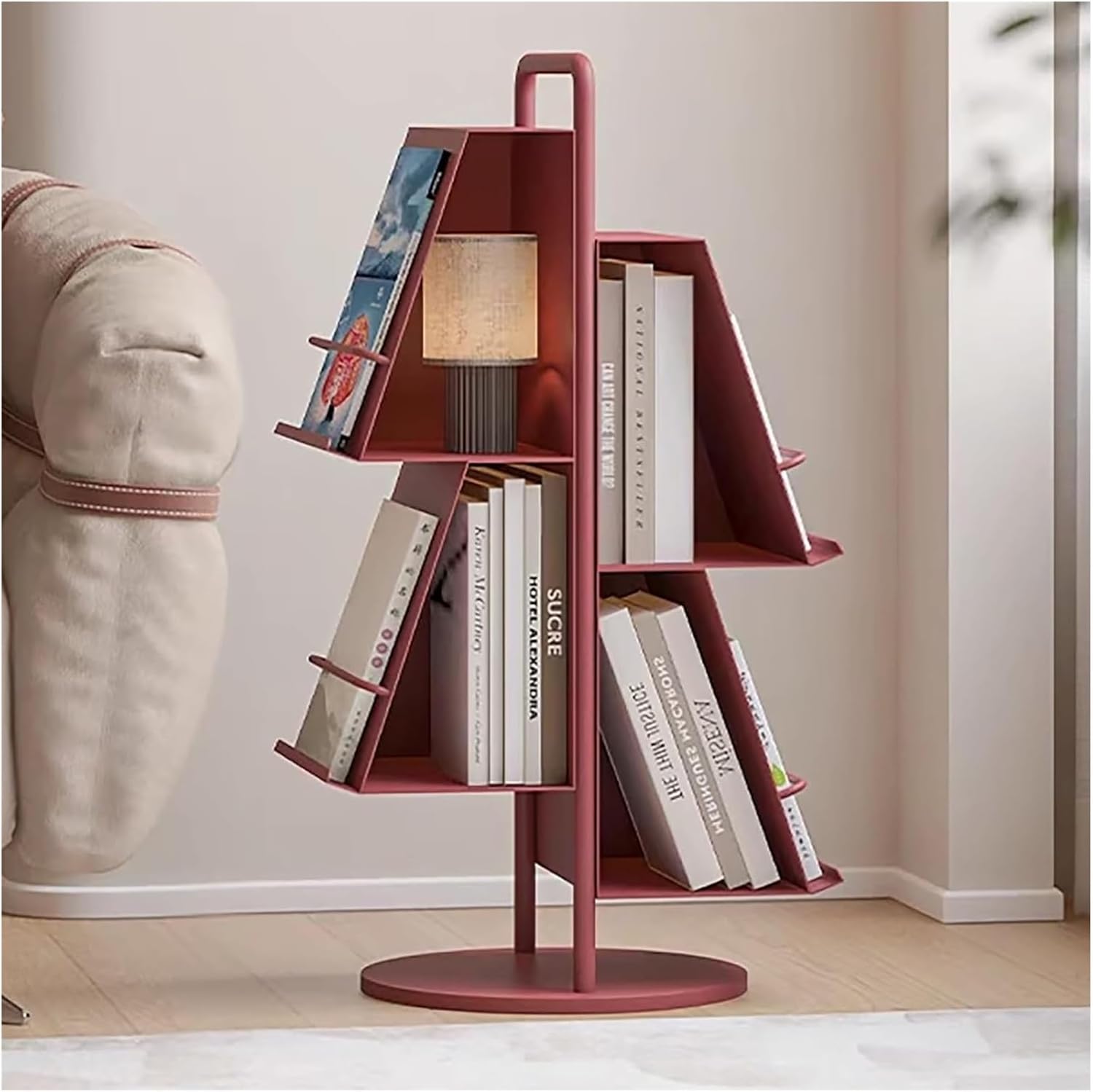 Magazine Rack,Book Display Rack, Metal Holds Both Magazines and Brochures Elegant Storage Display for Bedroom Living Room Dining(Red)