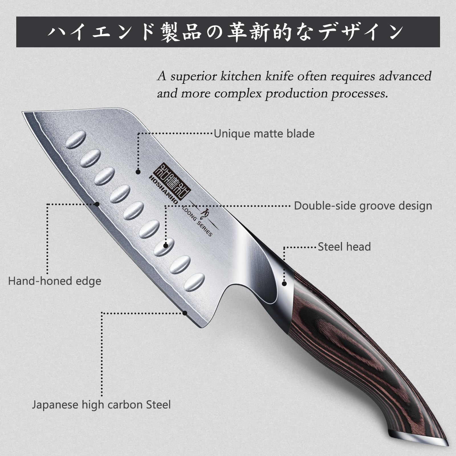 HOSHANHO 5 Inch Japanese Chef Knife, Ultra Sharp Kitchen Santoku Knives — Amazon image 2