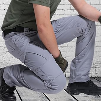 Men's Linen Pants Skinny-Fit Cotton Stretch Outdoor Sport Cargo Pant Casual Loose Solid Straight Tactical Trouser