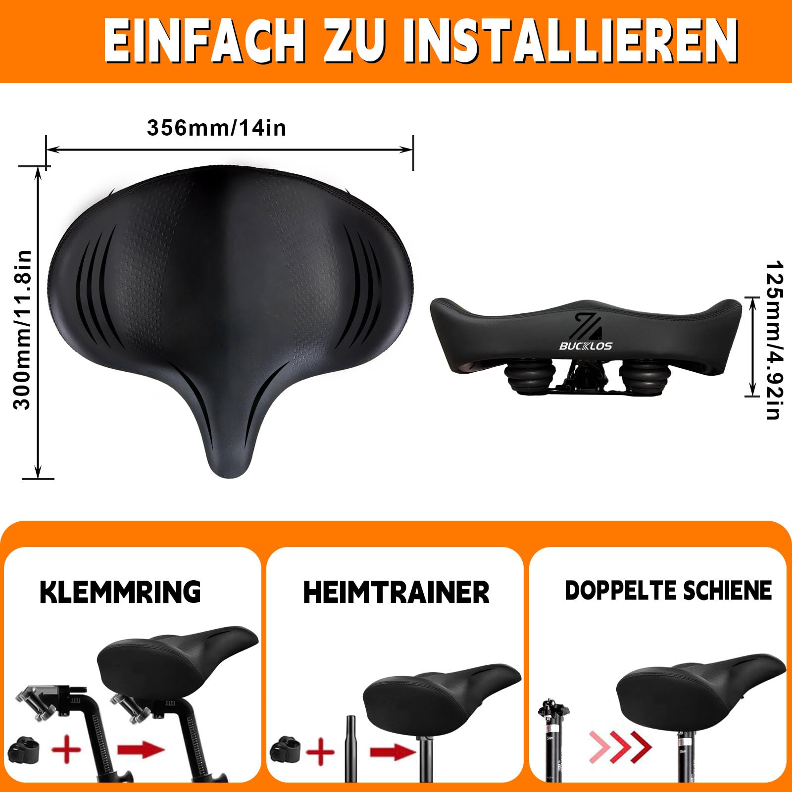 Coussin de selle de vélo extra large confortable pour homme et femme – Grand siège rembourré en mousse souple pour vélo d'appartement, peloton, vélo électrique, vélo stationnaire, vélo
