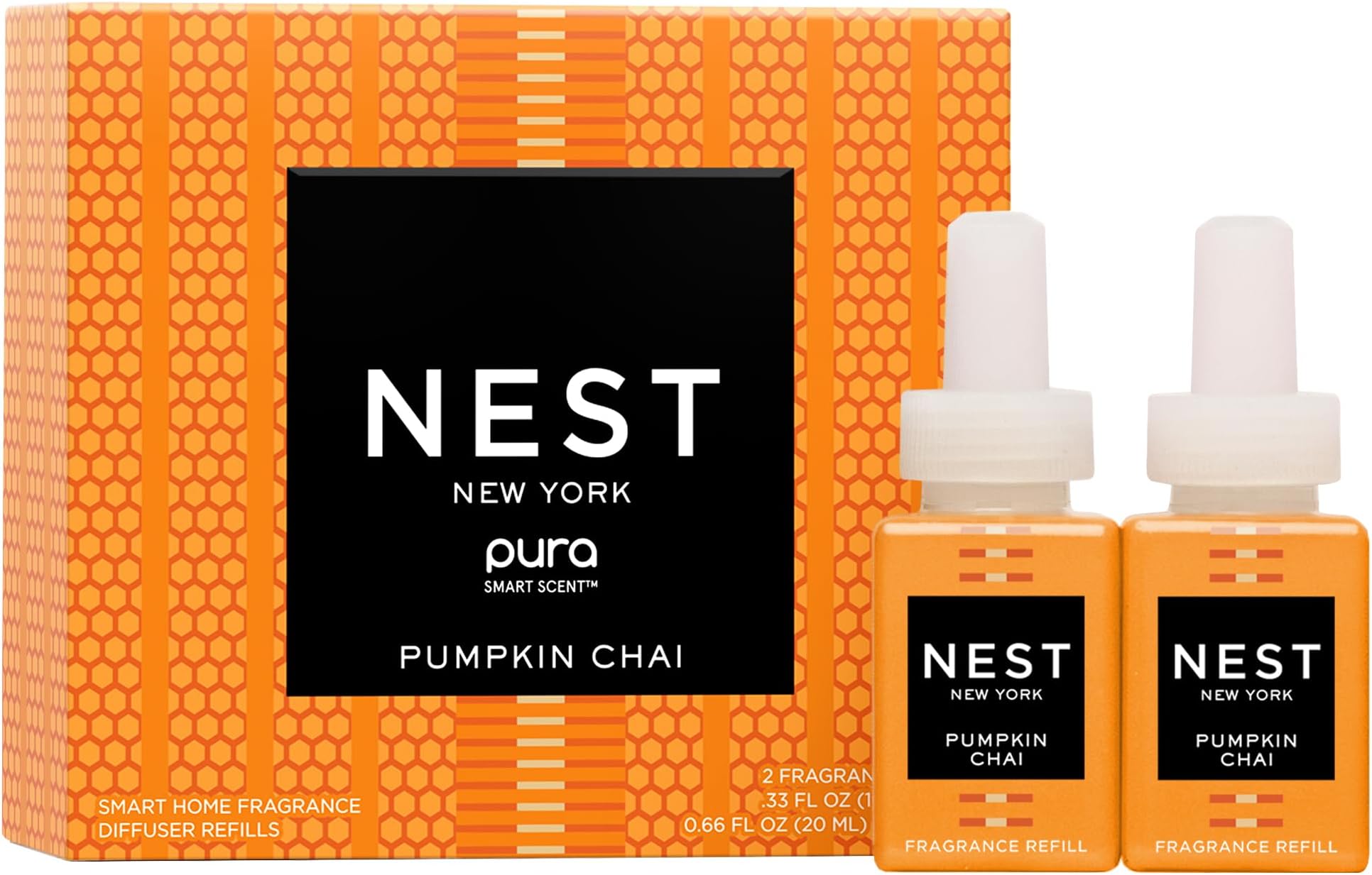 Smart Home Fragrance Diffuser Refill Smart Vials, Pumpkin Chai - Set of 2 - Designed for NEST x Pura 3 and NEST x Pura 4 Diffusers - Cruelty Free, Vegan