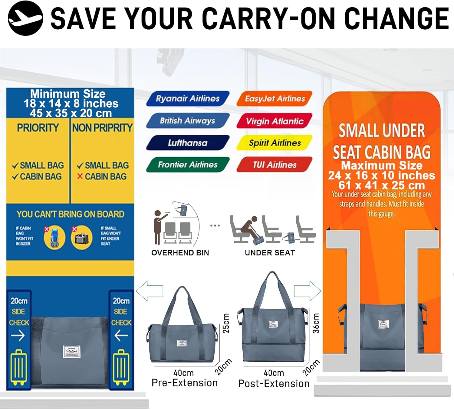 Travel Duffel Bag, Sports Tote Gym Bag, Shoulder Weekender Overnight Bag for Women - Image 2