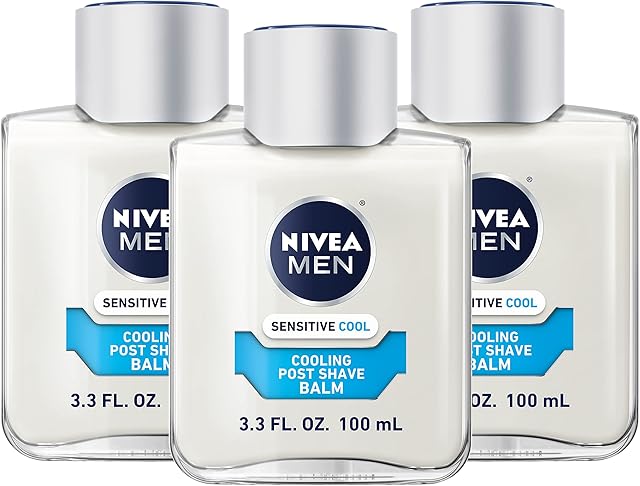 Nivea For Men Sensitive Cooling Post Shave Balm - 3.3 oz by Nivea Men 100 ml, 3 Count (Pack of 1)