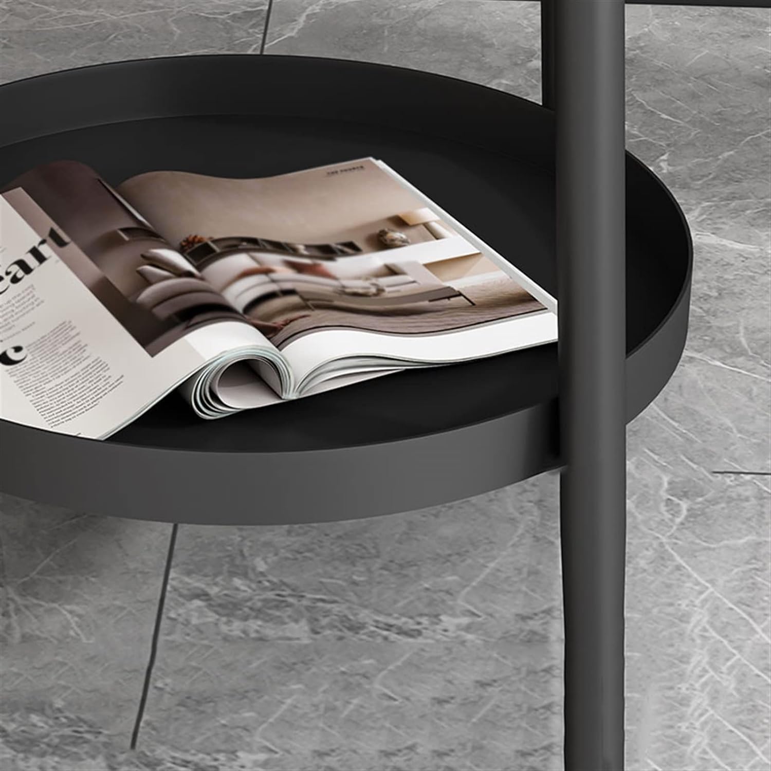Aimery Office End Table BalconyEnd Table Side Table Slate Corner Table Square 2-Layer Coffee Table Living Room Bedroom Furniture Tea Table Coffee Table