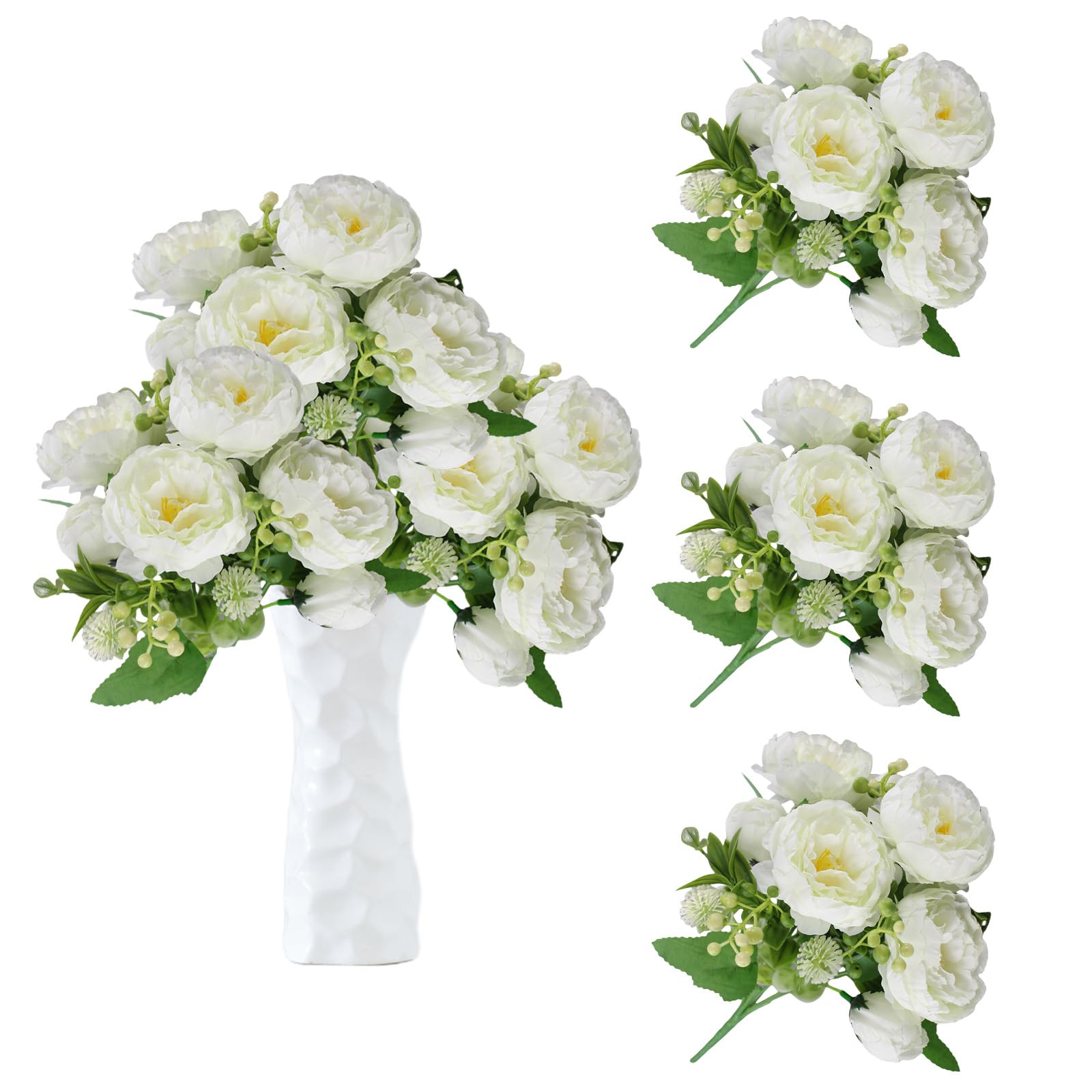 astylishome Artificial Flowers 21pcs Faux White Rose False Roses Real Touch Fake Flower for Wedding Decor Bridal Crafts Arrangements Home Valentines Day Decorations 0201