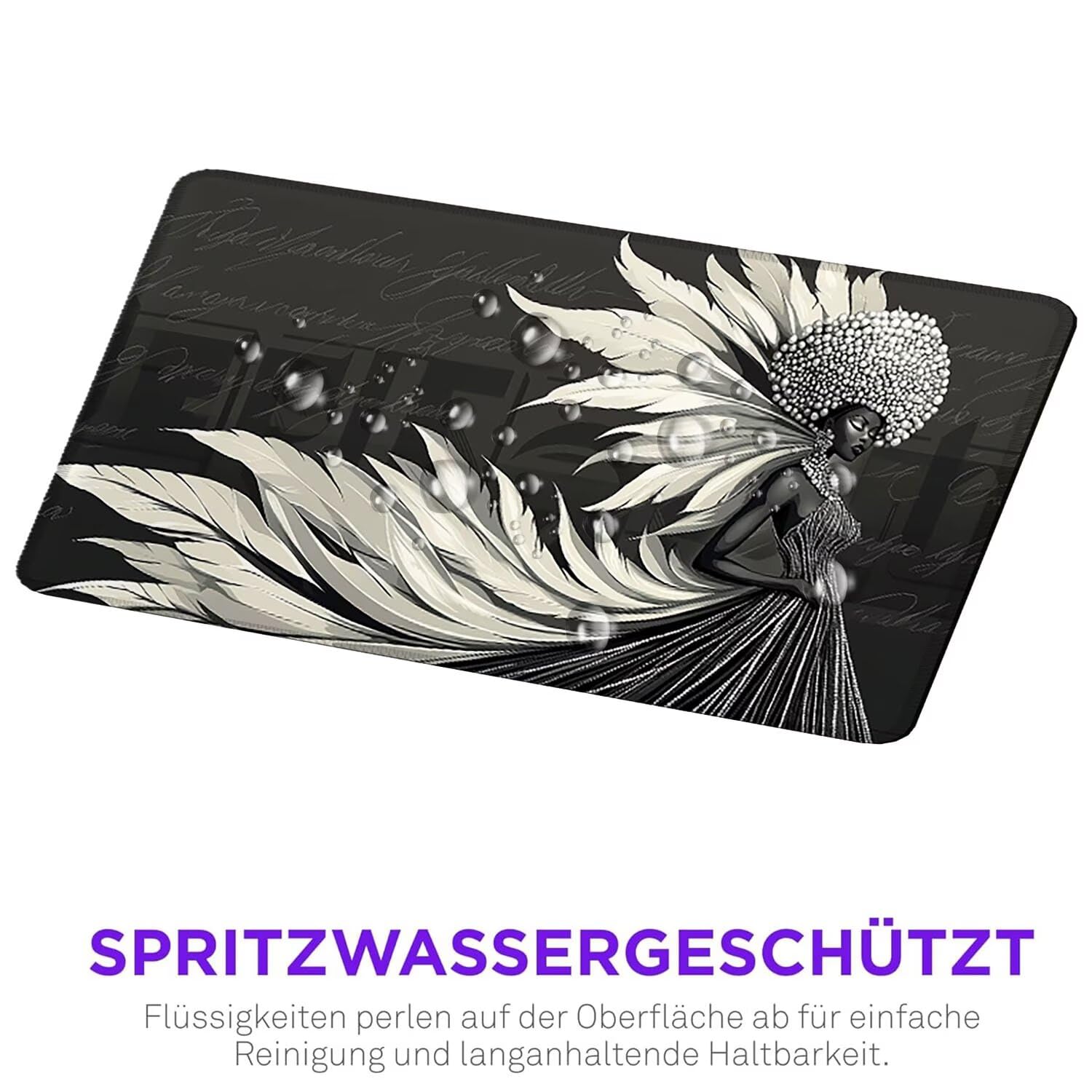Podkładka pod mysz do gier, 1600 x 800 mm, XXL, duża gamingowa podkładka pod mysz, wodoodporna podkładka pod mysz, długa podkładka na biurko z przeszytymi krawędziami, mata na biurko z gumową podstawą