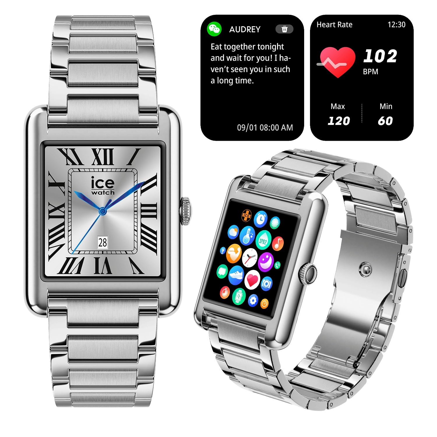 ICE-WATCH - Ice smart TKS 2.0 - Montre connectée élégante Pour Femme (1,41 pouces) - IP68, suivi des activités physiques et de la santé