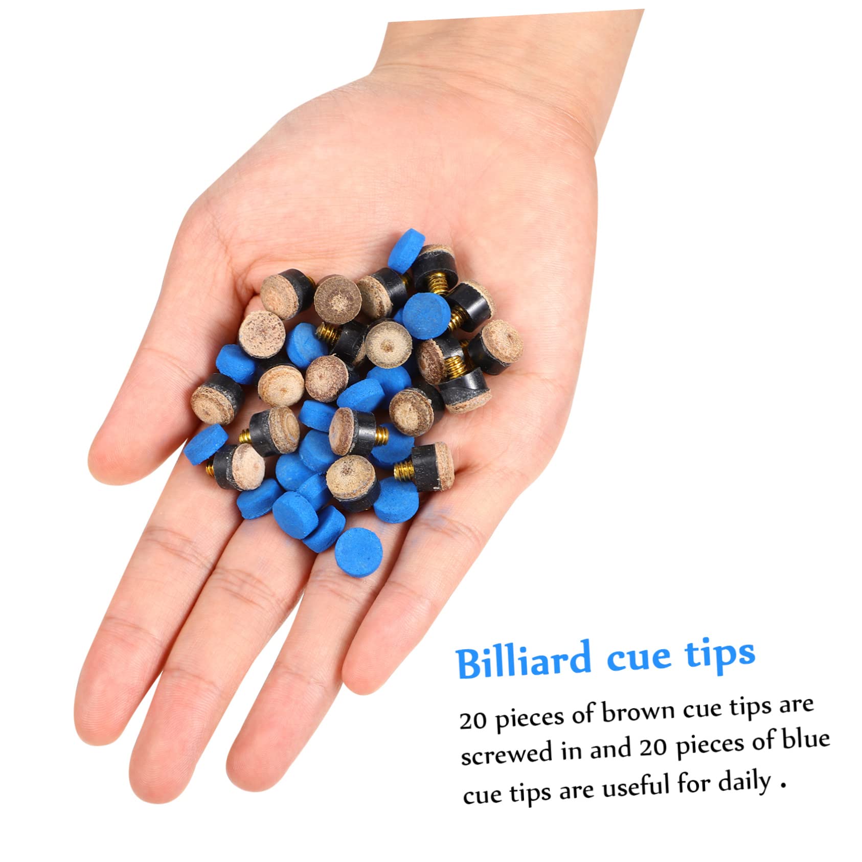 BIUDECO 40Pcs Pool Tips Replacement Kit Screw Leather Tips Single Tips for Billiards for Beginners Professionals