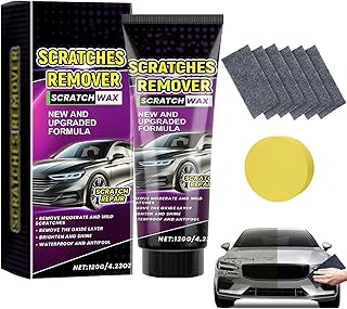 Kit Réparation Rayures Voiture 120g,2025 Nouveau Chiffon Nano x6 + Éponge, Polish Efface Rayures Carrosserie,Pâte Réparatrice Rayures Auto pour Peinture, Phares et Vernis