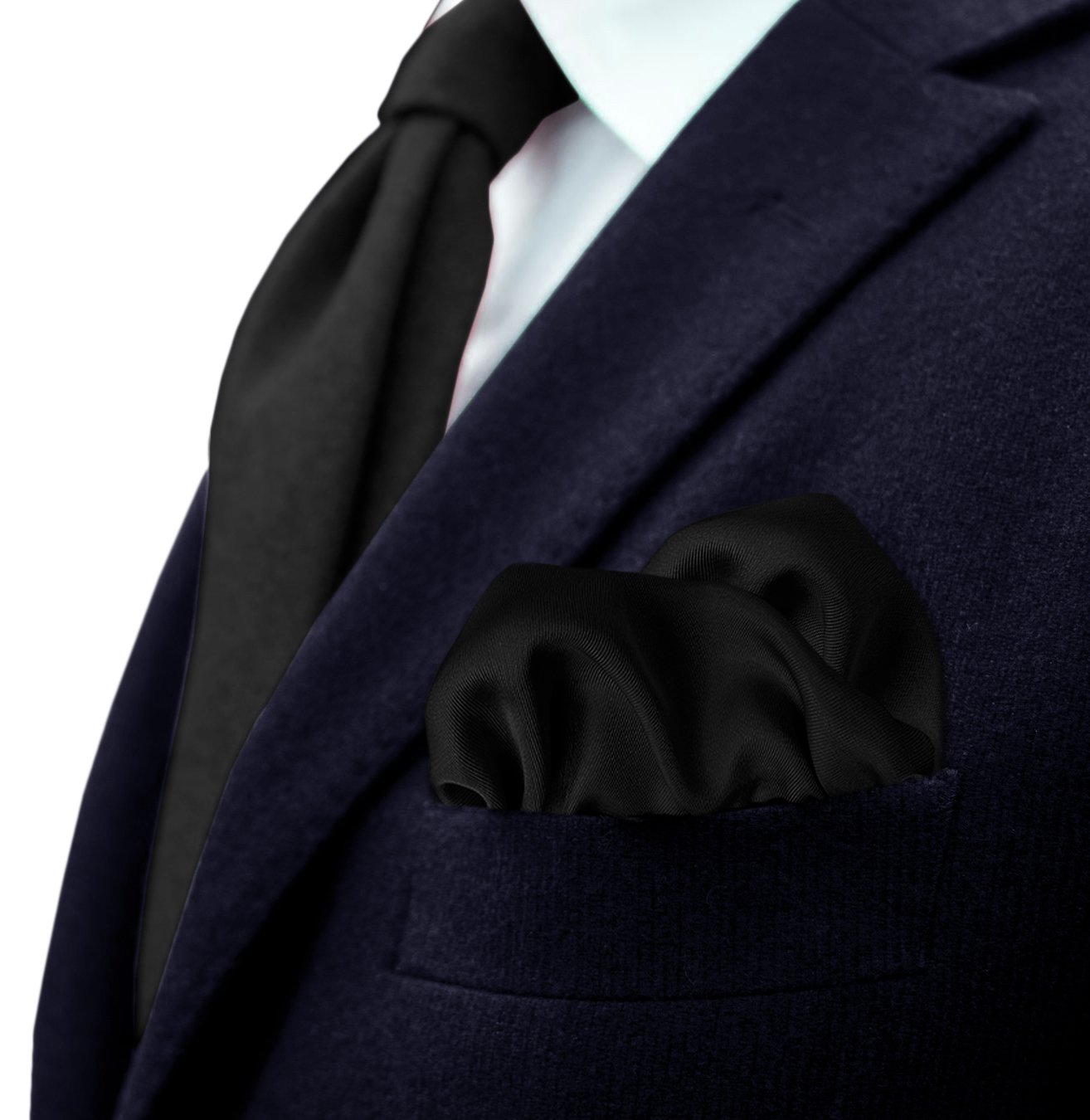Remo Sartori - Pañuelo de bolsillo con dobladillo a mano de seda de color liso, fabricado en Italia, para hombre., Negro , Talla única
