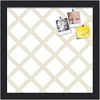 Vista 2 de PinPix Tablón de anuncios de corcho de 12 x 12 pulgadas. Este tablero decorativo enmarcado viene con un moderno diseño de diamante beige blanco y un
