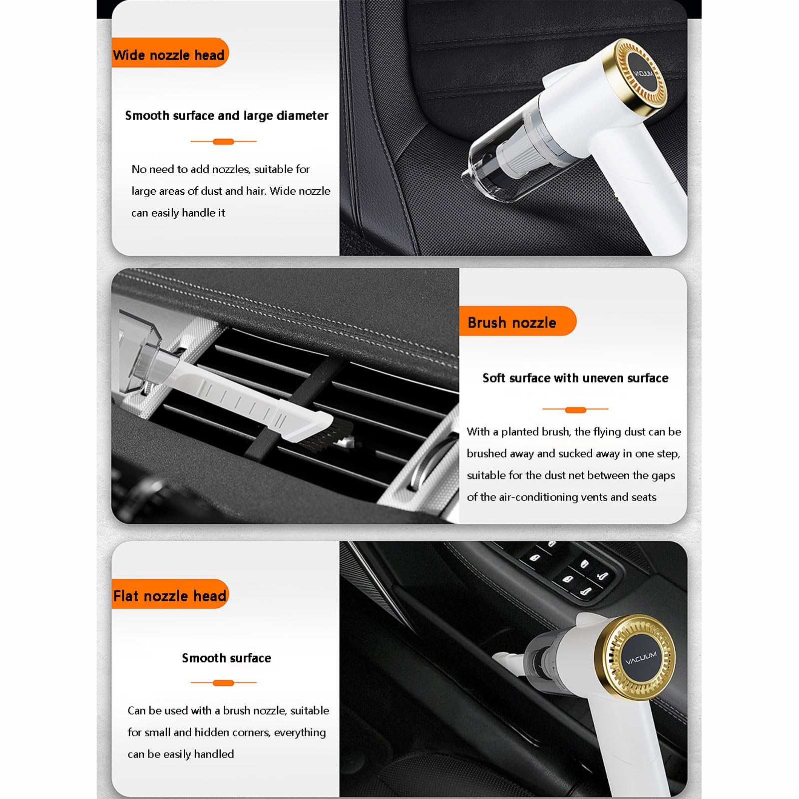 Aspiradora de Mano, Aspiradora Potente inalámbrica Recargable por USB de 9000 Pa con LED for Coche, hogar y Mascotas.(White)