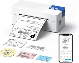 Bluetooth Thermal Shipping Label Printer, 4x6 Portable Thermal Printer, Compatible with iPhone, Android, Windows and Mac, Works with USPS, UPS, Amazon, Shopify, Etsy (White)