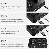 Vista 5 de Rybozen Sistema de Mezclador de Micrófono Inalámbrico de Karaoke, Micrófono Inalámbrico de Mano Dual para Karaoke, Smart TV, PC, Altavoz