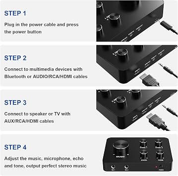 Rybozen Wireless Microphone Karaoke Mixer System, Dual Handheld Wireless Microphone for Karaoke, Smart TV, PC, Speaker, Amplifier, Church, Wedding - Support HDMI, AUX In/Out