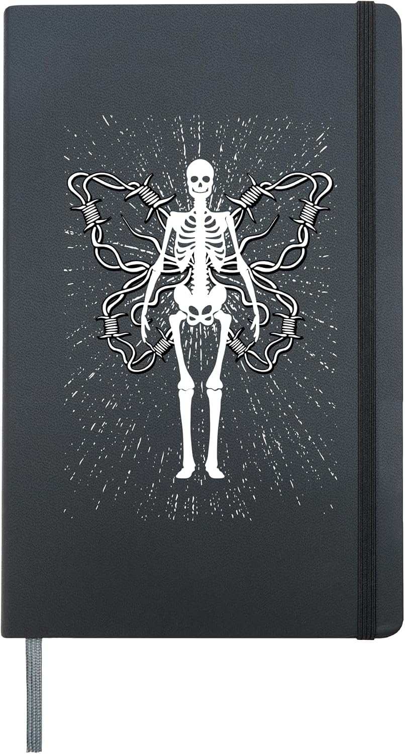 Grunge Fairycore Aesthetic Skeleton Mall Nu Goth Core Gothic Hardcover Journal, Black