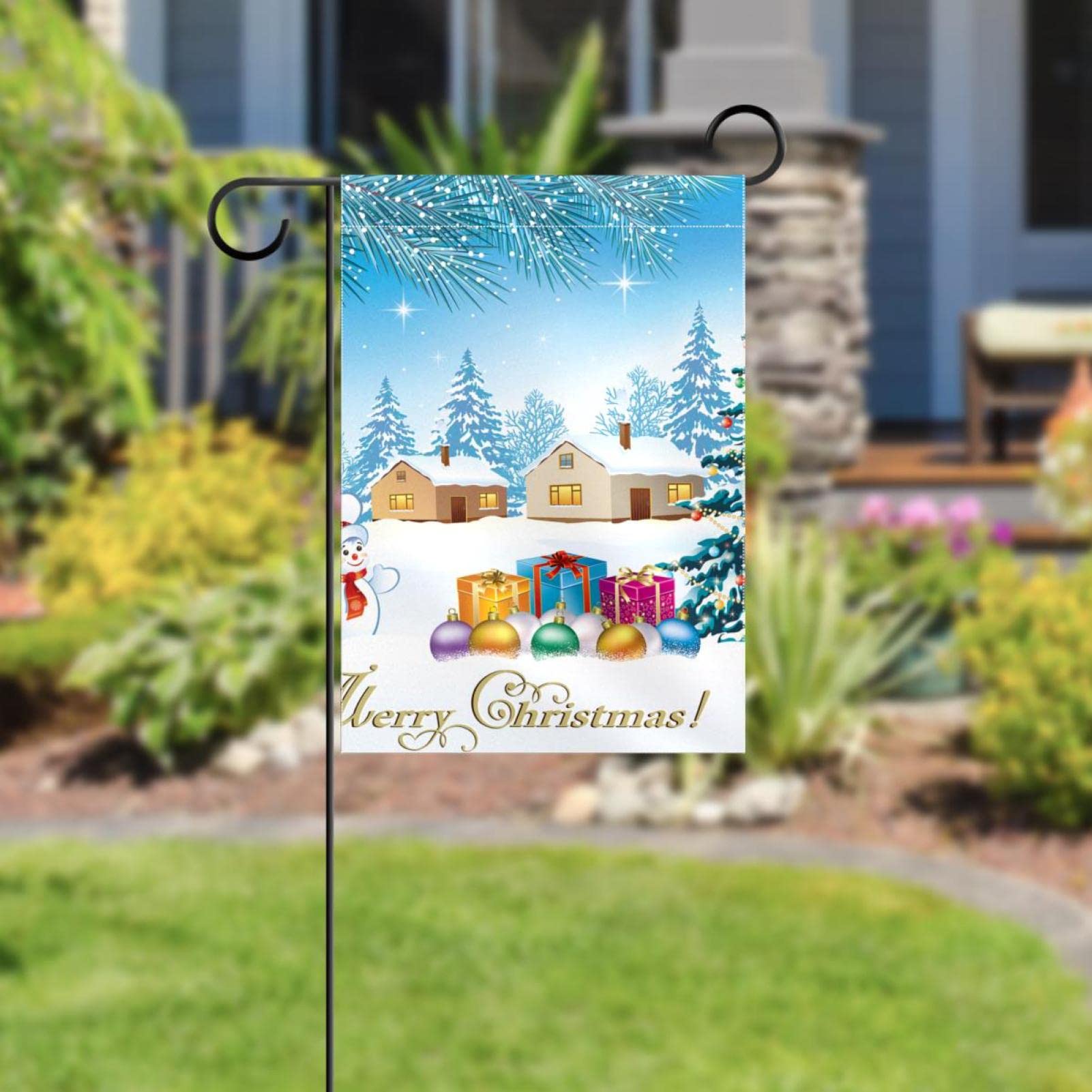 Schneemann Gartenflagge – 30,5x45,7 Cm, Doppelseitig, Polyester, Für Winterdekoration Im Garten & Hof