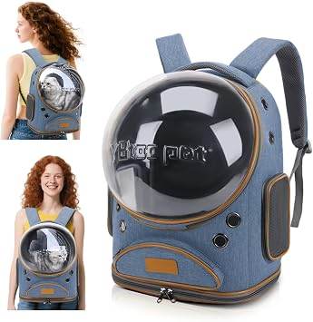 PETCUTE Cat Carrier Backpack,Space Capsule Pet Backpack Carrier for Small Dogs and Cats,Foldable Dog Carrier with Front Pocket,Airline-Approved,Designed for Travel,Hiking, Walking&Outdoor Use