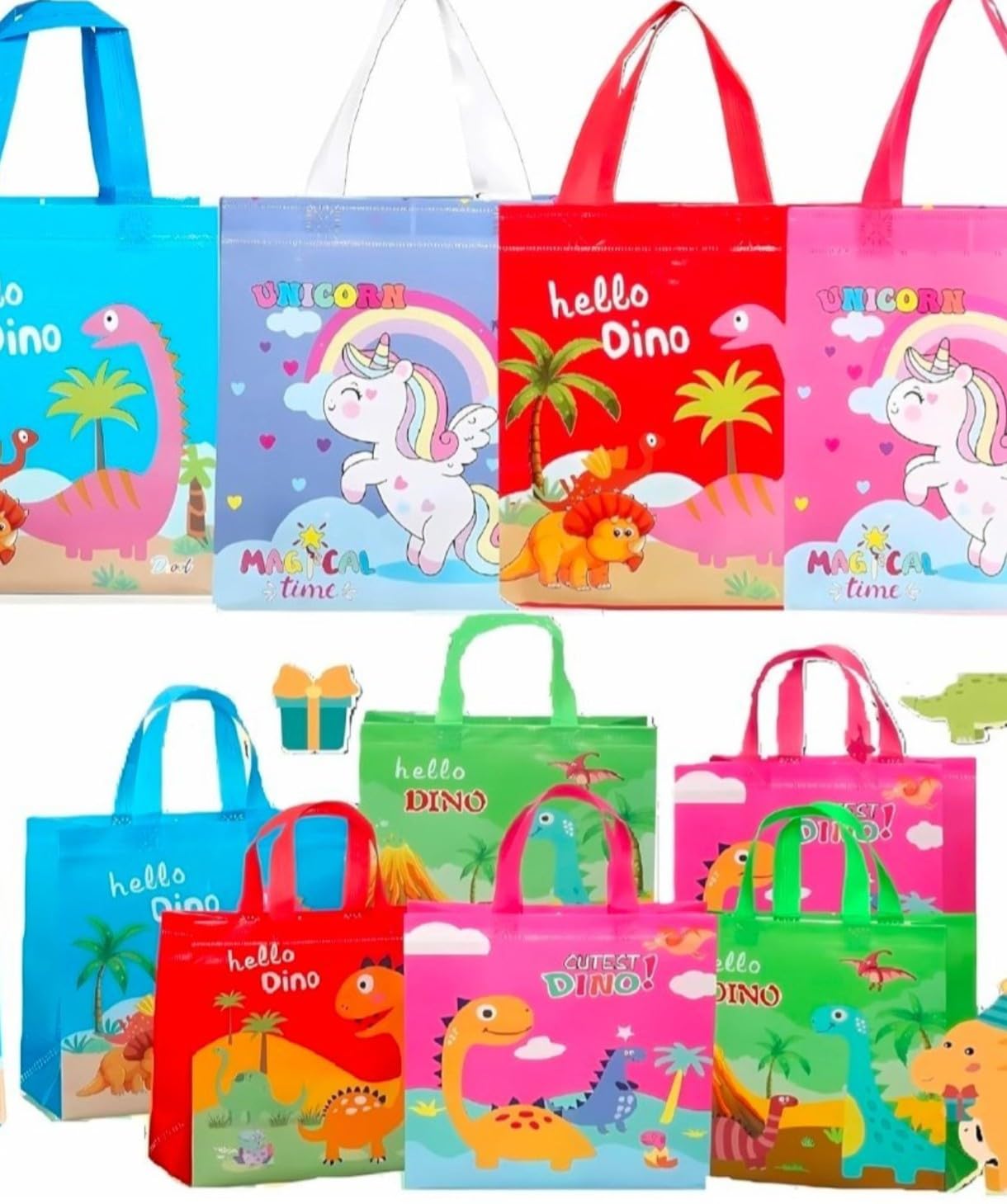 VRB Dec 12pcs Return Gift Bags For Kids,return gift bags for kids birthday & used for return gifts for 6-12 For Kids Age 8 12 3 4 5. (Multicolor) (12 Pcs Dino Theme Bag)