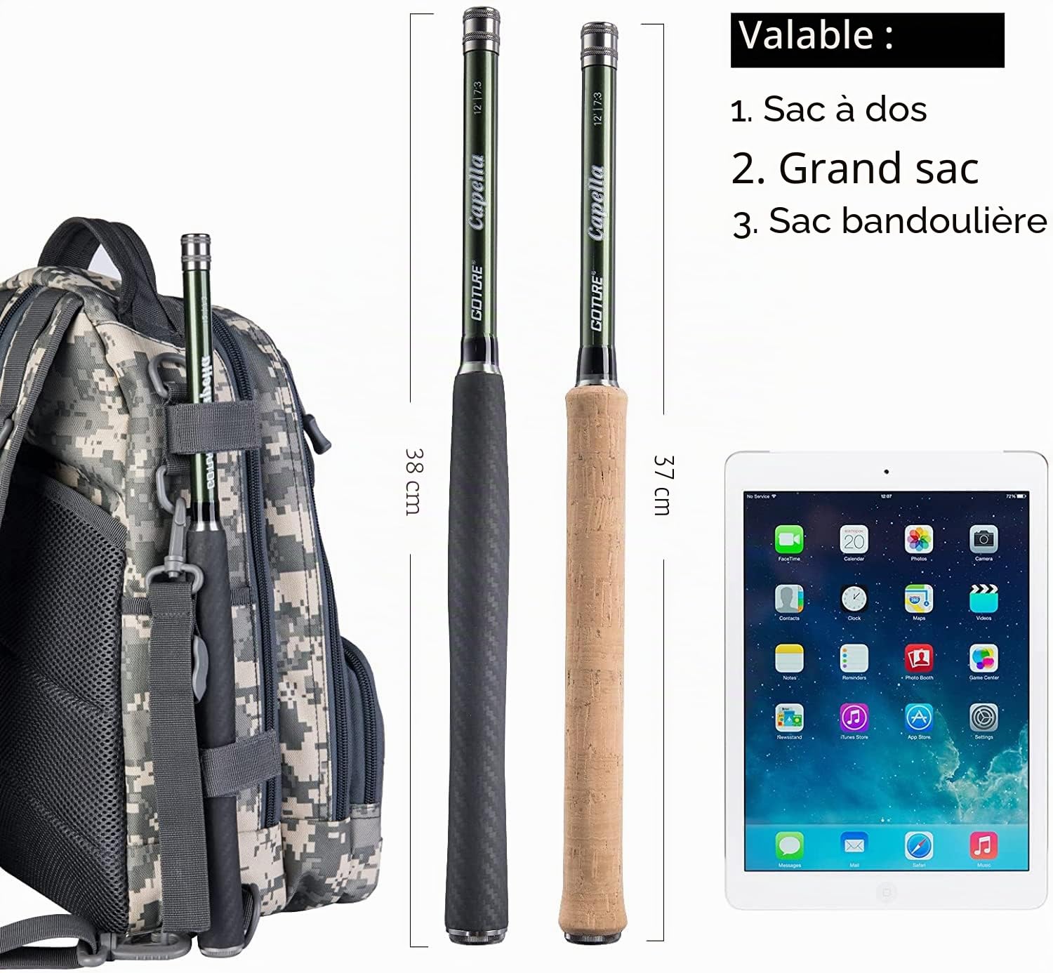 Goture Kit de pêche Tenkara 30T en Fibre de Carbone Portable 3,6 m