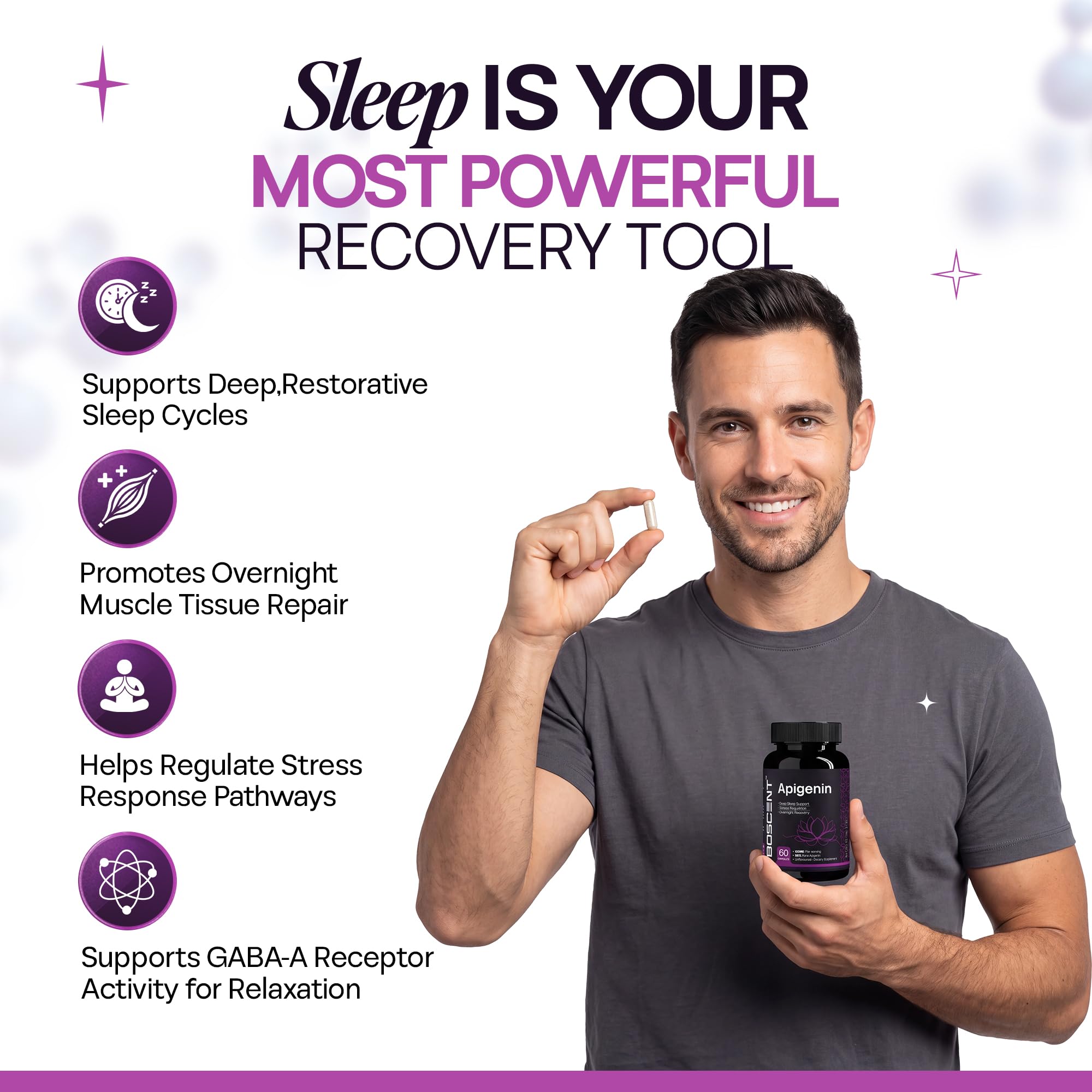 Apigenin 100mg Supplement, 98% Pure Chamomile Extract, 120 Capsules for Sleep, Relaxation, Brain and Prostate Health, Non-GMO, Vegan, No Fillers, Made in USA, 4 Month Supply — Amazon image 3