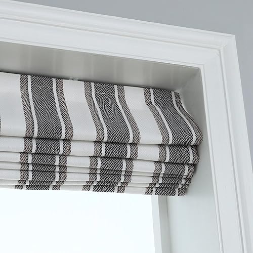 Miniatura 9 de Everyday Celebration Persianas romanas sin cordones teñidas con hilo, cortinas verticales para oscurecer la habitación, 33 pulgadas de ancho x 64