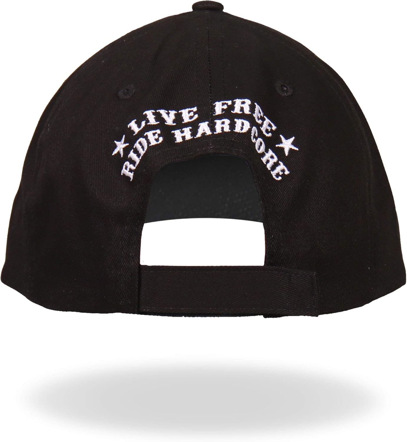 Hot Leathers BCA1042 Live Free Ride Hardcore Skull Baseball Cap