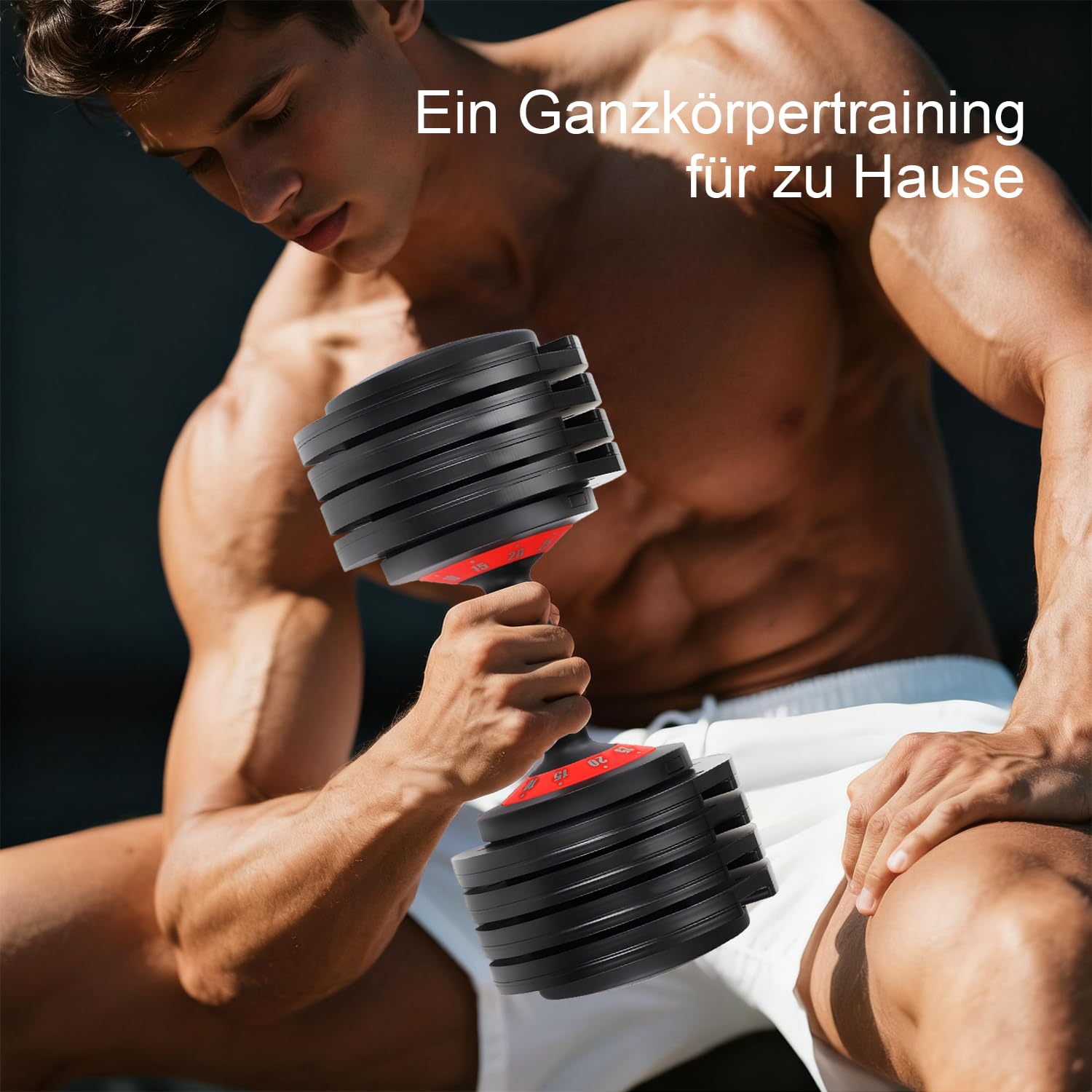 Mancuernas ajustables de 25 kg (1 unidad), 5 en 1, ajuste rápido en 1 segundo, bloqueo de seguridad, mango antideslizante, pesas con estante para gimnasio en casa, fitness, color negro
