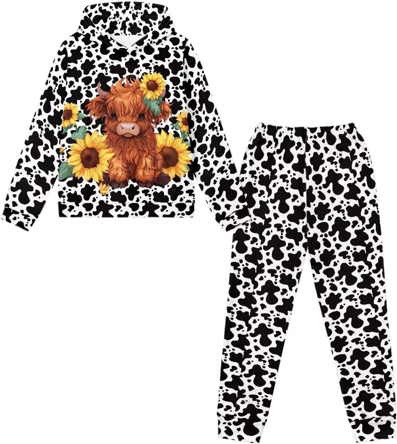 Xpyiqun Tracksuits for Girls 5-12 Years Graphic Hoodies and Joggers Sweatpants 2 Piece Clothing Set Kids Long Sleeve