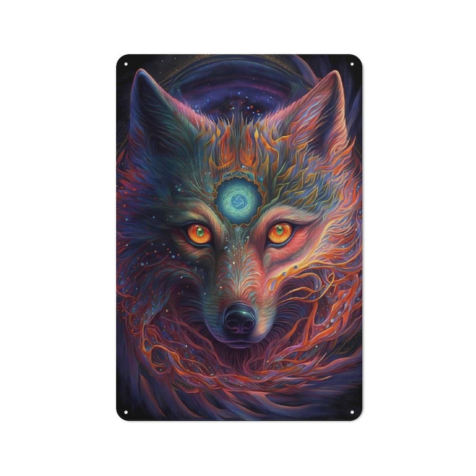 Wolf Wonder Rustic Metal Sign 30x20cm for Workshop Wall, for Collectors of Rustic Metal Wall Decor