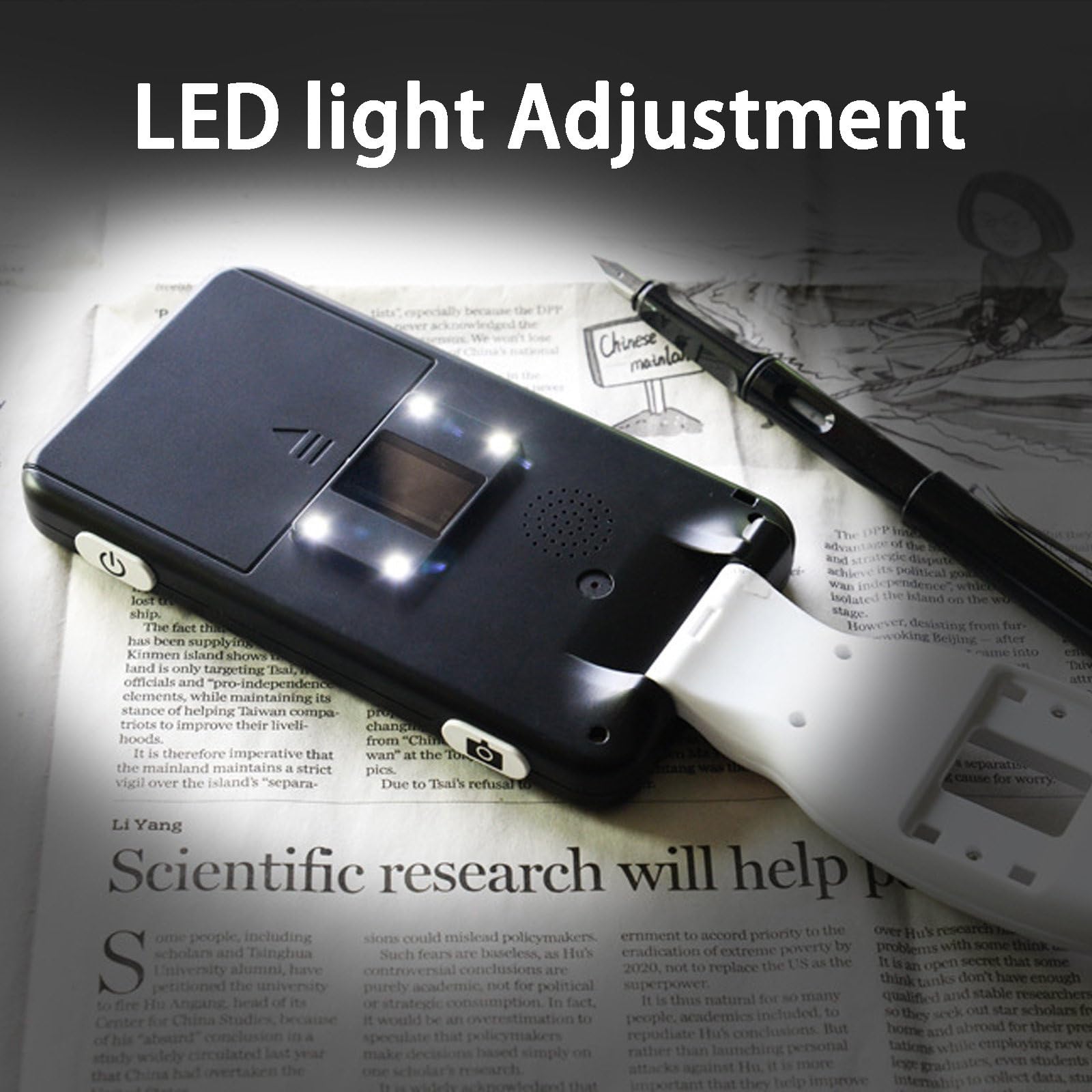 Lupa digital, lupa de video portátil de 5 pulgadas, ayuda de baja visión HD con zoom 2-48X, lector LCD de mano con luz LED, herramienta de lectura electrónica