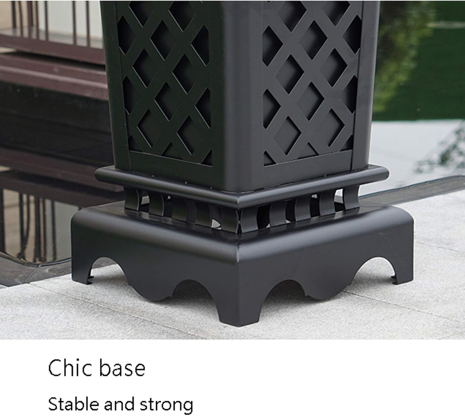 Waste Bins,Rrubbish Bin Trash Cans Outdoor Decotrash Can Wrought Iron Hollow Commercial Garbage Can Patio Garbage Bin Black Recessed Panel Rubbish Bin Wastebasket for Park